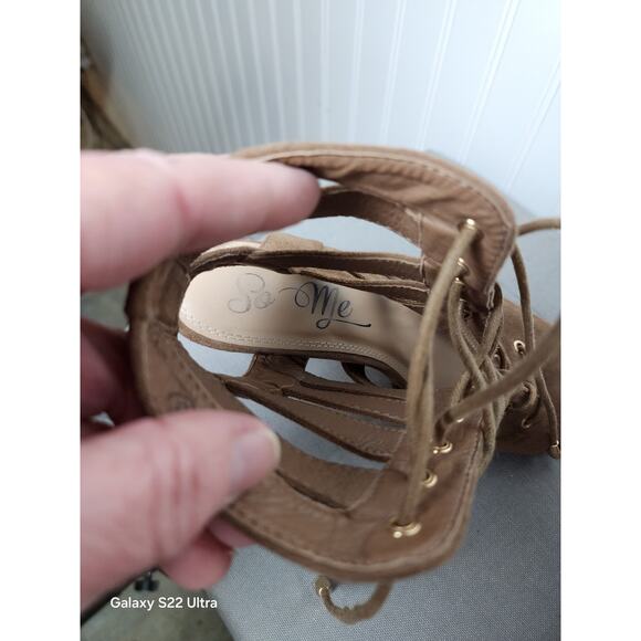 Faux Suede Gladiator Lace Up Heels Womens 8 So Me Club Date Formal - Picture 8 of 13